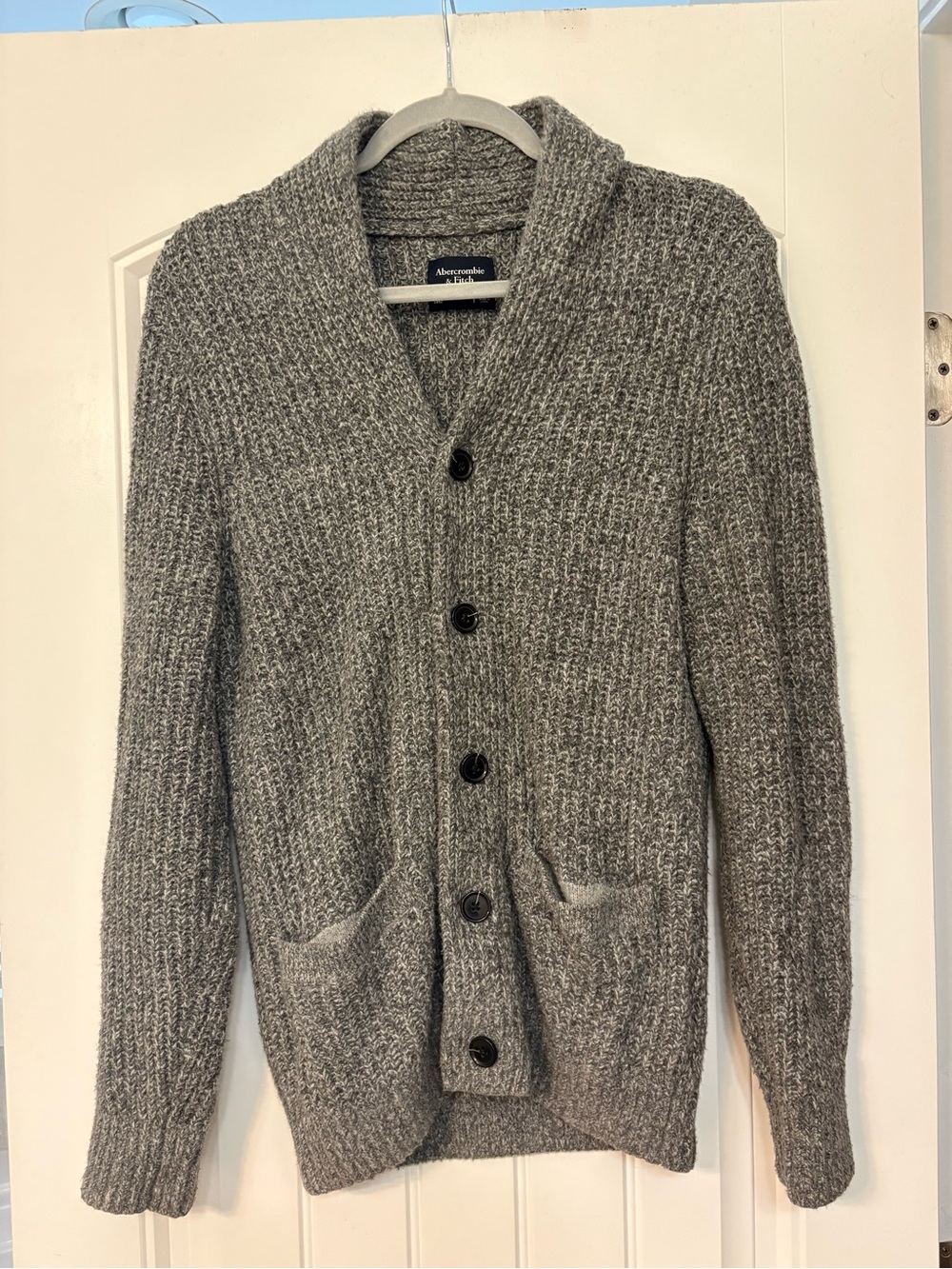 Abercrombie & Fitch Women’s Gray Shawl Collar Button Cardigan Sweater Size S